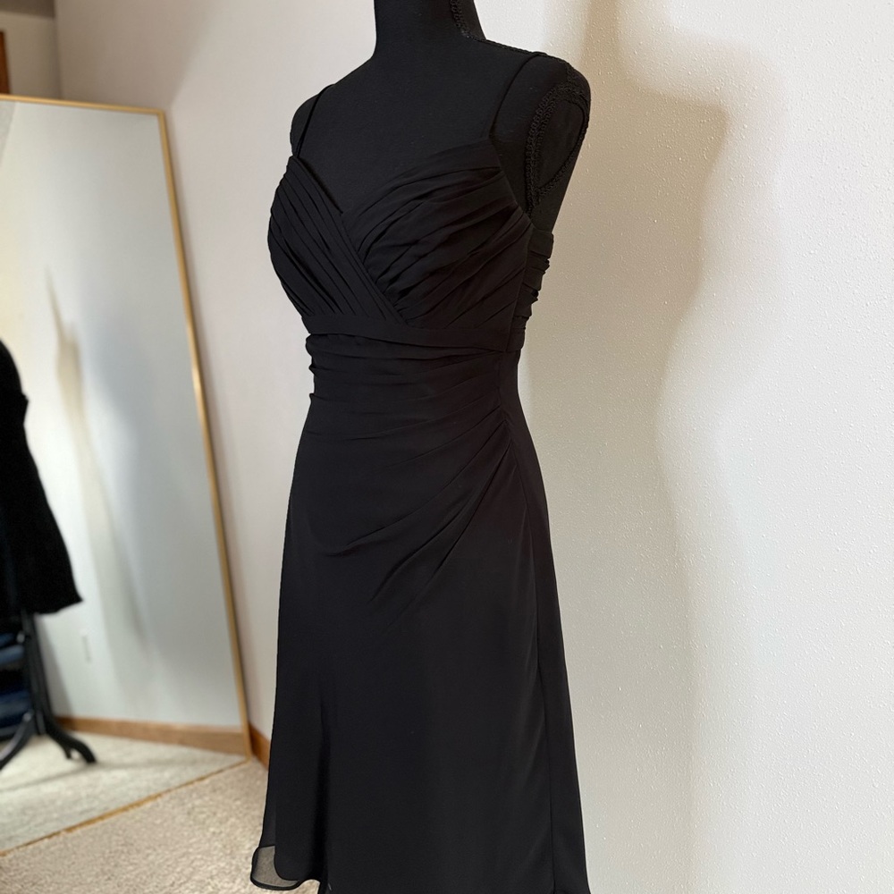 Vintage Y2K ALYCE Designs Black Chiffon Ruched Formal Dress Size 4 - Picture 8 of 14